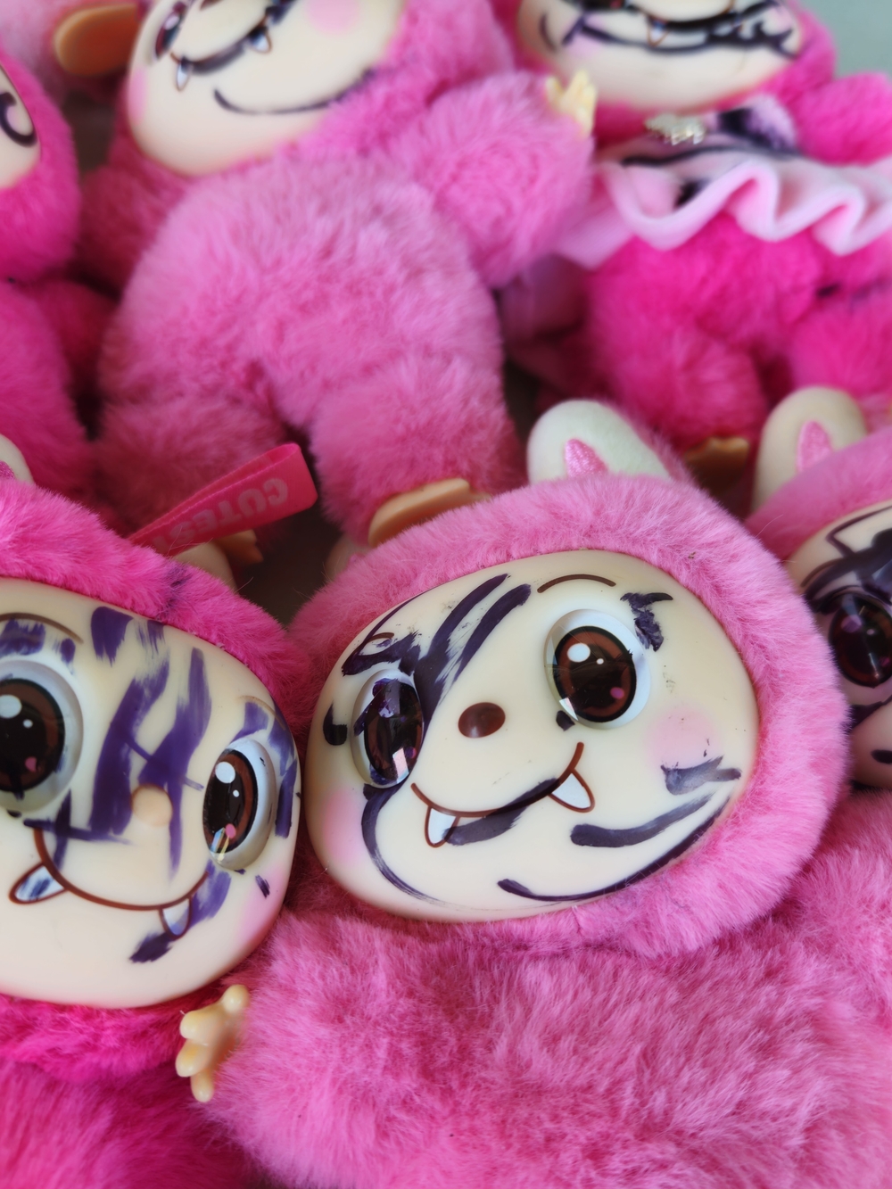 "Lot of 11 Defaced Labubu Plush Pendants - For Customizing / Upcycling"